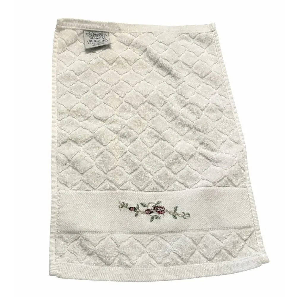SET Bianca Jacquard Ladybug Fingertip Hand Towels Embroidered Portugal RETIRED